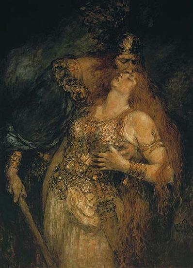 Ferdinand Leeke The Last Farewell of Wotan and Brunhilde oil painting image